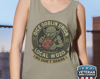 Funny Dice Goblin DnD Tank Top, Dungeons and Dragons d20 Beach Tee, Dungeon Master D&D Muscle Shirt Gift