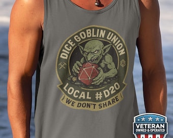 Canotta con goblin e dadi di D&D, maglietta da spiaggia umoristica a tema Dungeons and Dragons, regalo per Dungeon Master con muscoli d20