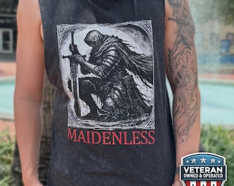 Maidenless Knight Gamer Tank Top, Summer Vintage Souls Shirt, Dark Shadow Beach Gift