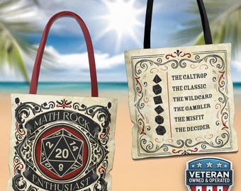 D20 Bag of Holding Beach Bag, Summer Dice Lover Tote Bag, Nerdy Game Night Dungeons and Dragons Gift