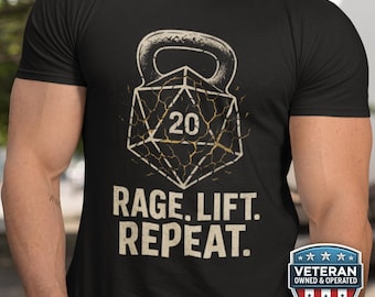 DnD Barbarian Gym Shirt, Dungeons and Dragons Dice Workout Tee, Funny Crossfit DM Gift