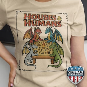 Vintage Dungeons and Dragons Houses and Humans T Shirt, Funny DnD Parody Tee, Retro Dungeon Master  Gamer Gift