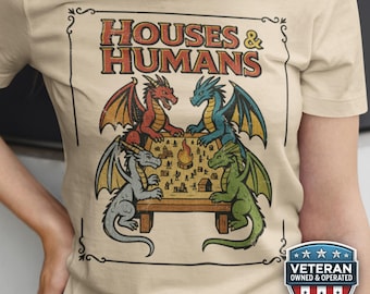 Vintage Dungeons and Dragons Houses and Humans T Shirt, Funny DnD Parody Tee, Retro Dungeon Master  Gamer Gift