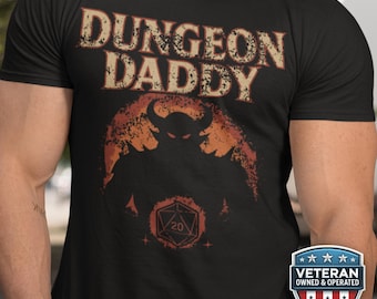 Retro Dungeon Daddy D20 Shirt, Funny DnD Dungeon Master Tee, TTRPG Dungeons and Dragons Gamer Gift