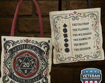 Retro Dungeons and Dragons Dice Tote Bag, TTRPG Game Night Shoulder Bag, Fun Nerdy DnD Gift