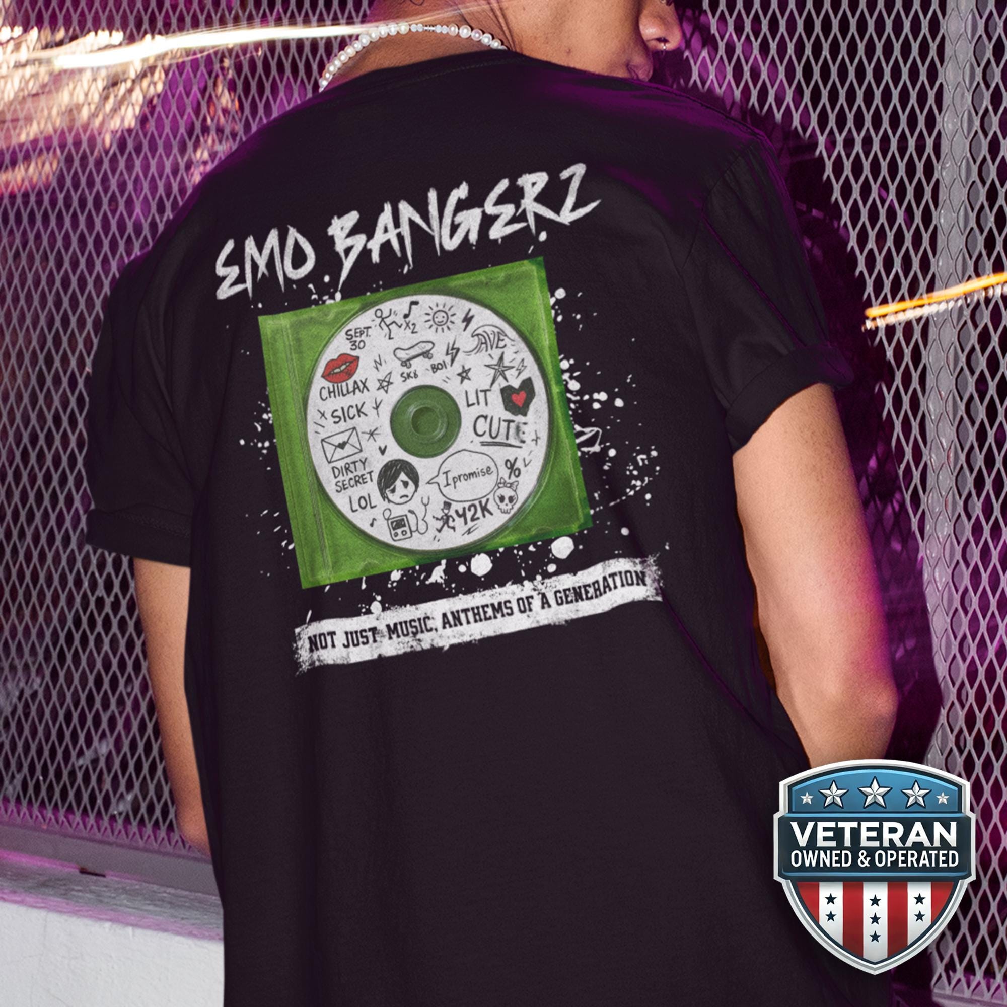 Camiseta de banda de CD Emo Night, camiseta retro de rock alternativo Scene Kid, ropa de festival de música rock alternativa de los años 2000