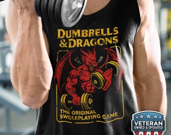 Funny Gym Dnd Tank Top, Dungeons and Dragons Workout Parody Shirt, Vintage Swole Dungeon Master Gift