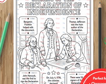 Signing of the Declaration of Independence Coloring Page I Printable Historical Art for Kids