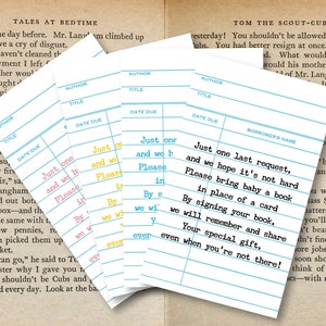 Give A Children&#39;s Book Instead of A Card: Library Card Baby Shower Insert PRINTABLE INSTANT DOWNLOAD