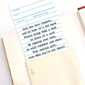 Schenken Sie ein Buch statt einer Karte: Bibliotheksausweis Baby Shower Insert Printed