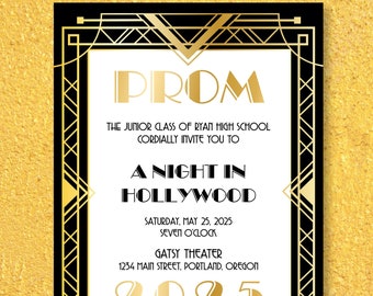 Art Deco Great Gatsby Old Hollywood Prom Invitation PRINTABLE DIGITAL DESIGN