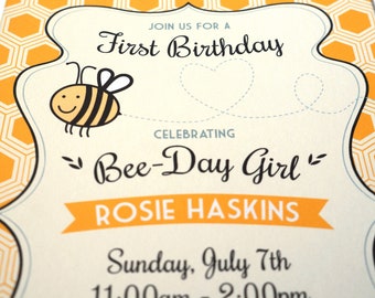 Happy Bee-Day Birthday Invitation, Bee Birthday, Garden Party, Nature Birthday : Printable DIGITAL DESIGN