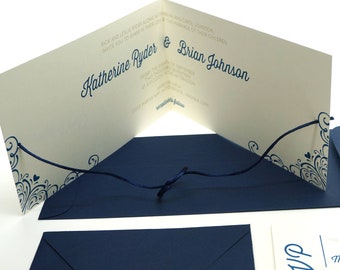 Modern Help Us Tie the Knot Literally Wedding Invitation with Knot Ties as it Opens