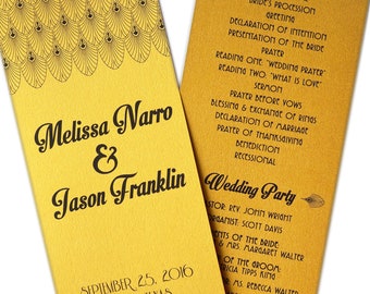 Old Hollywood / Art Deco Movie Metallic Gold Wedding Program : Custom Printable Digital Design