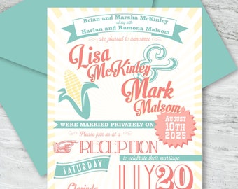 Vintage Fair Poster : Carnival Wedding Invitation with RSVP, Elope, Private Ceremony - DIGITAL DESIGN