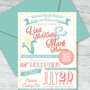 Vintage Style Carnival Fair Poster Wedding Invitation with RSVP, Custom Elope, Private Ceremony image 2