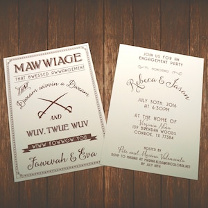 Mawwiage Princess Bride Engagement Party, Bridal Shower, Rehearsal Dinner Invitation PRINTED