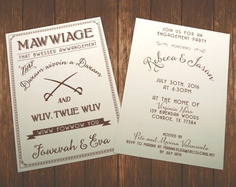 Mawwiage Princess Bride Engagement Party, Bridal Shower, Rehearsal Dinner Invitation PRINTED