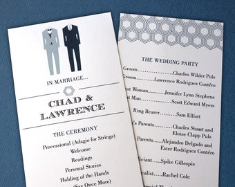 Two Suits Formal Gentlemen's Wedding Program Custom Digital Design