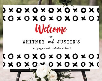XOXO Modern Black and White Engagement Wedding Welcome Sign : Printable Design in Size of Choice