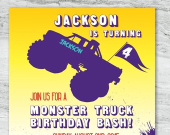 Printable Monster Truck Birthday Invitation, Monster Jam, Big Truck Customized Printable Digital Design