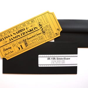 Old Hollywood, Art Deco, Gold Movie Ticket Invitation SAMPLE image 1