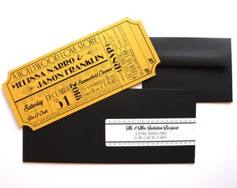 Old Hollywood, Art Deco, Gold Movie Ticket Invitation SAMPLE