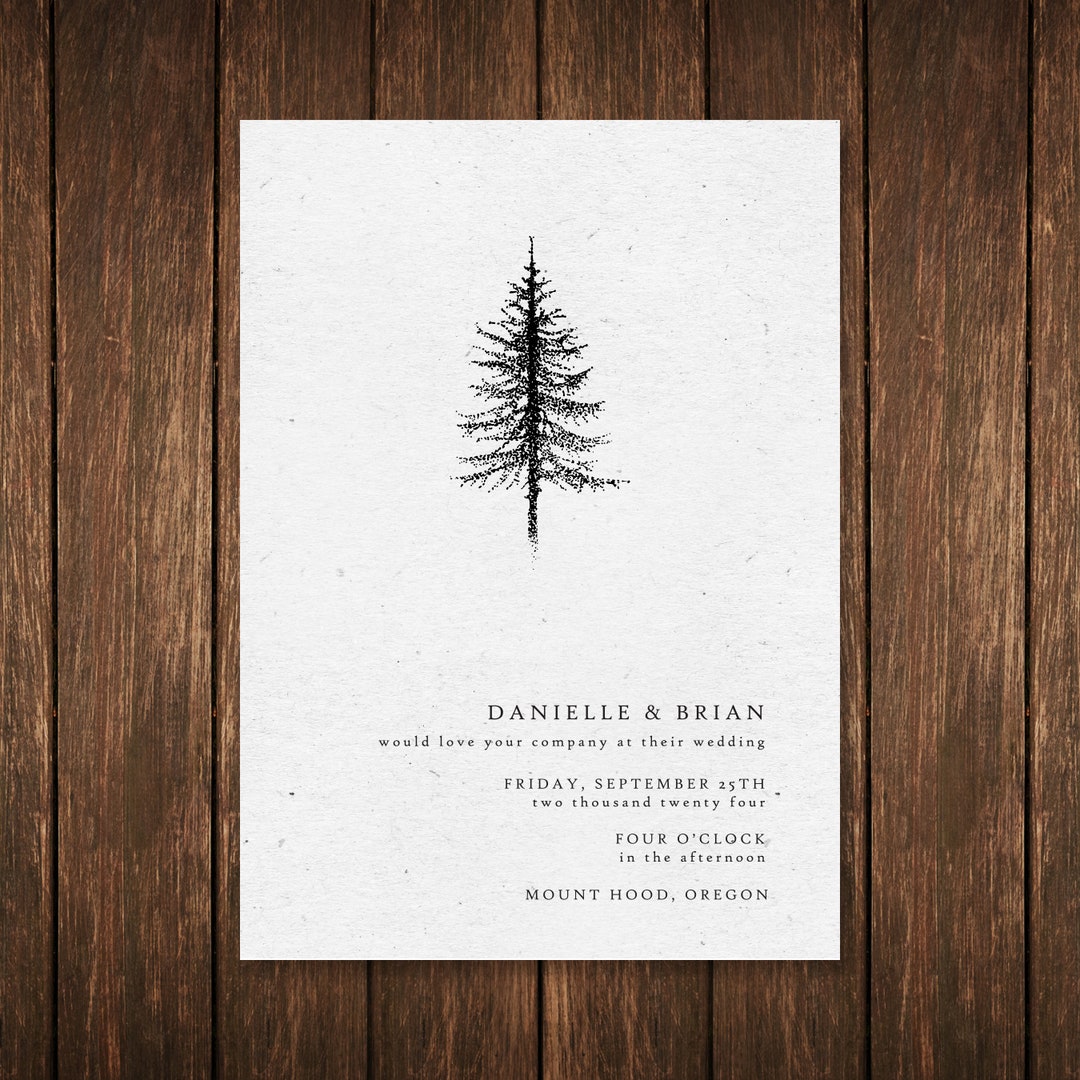 Tree Top Invitations Elegant Forest Wedding Invitation Pine Tree With RSVP : Printable ...