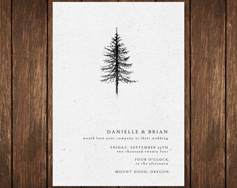 Elegant Forest Wedding Invitation Pine Tree with RSVP  : Printable Digital Design