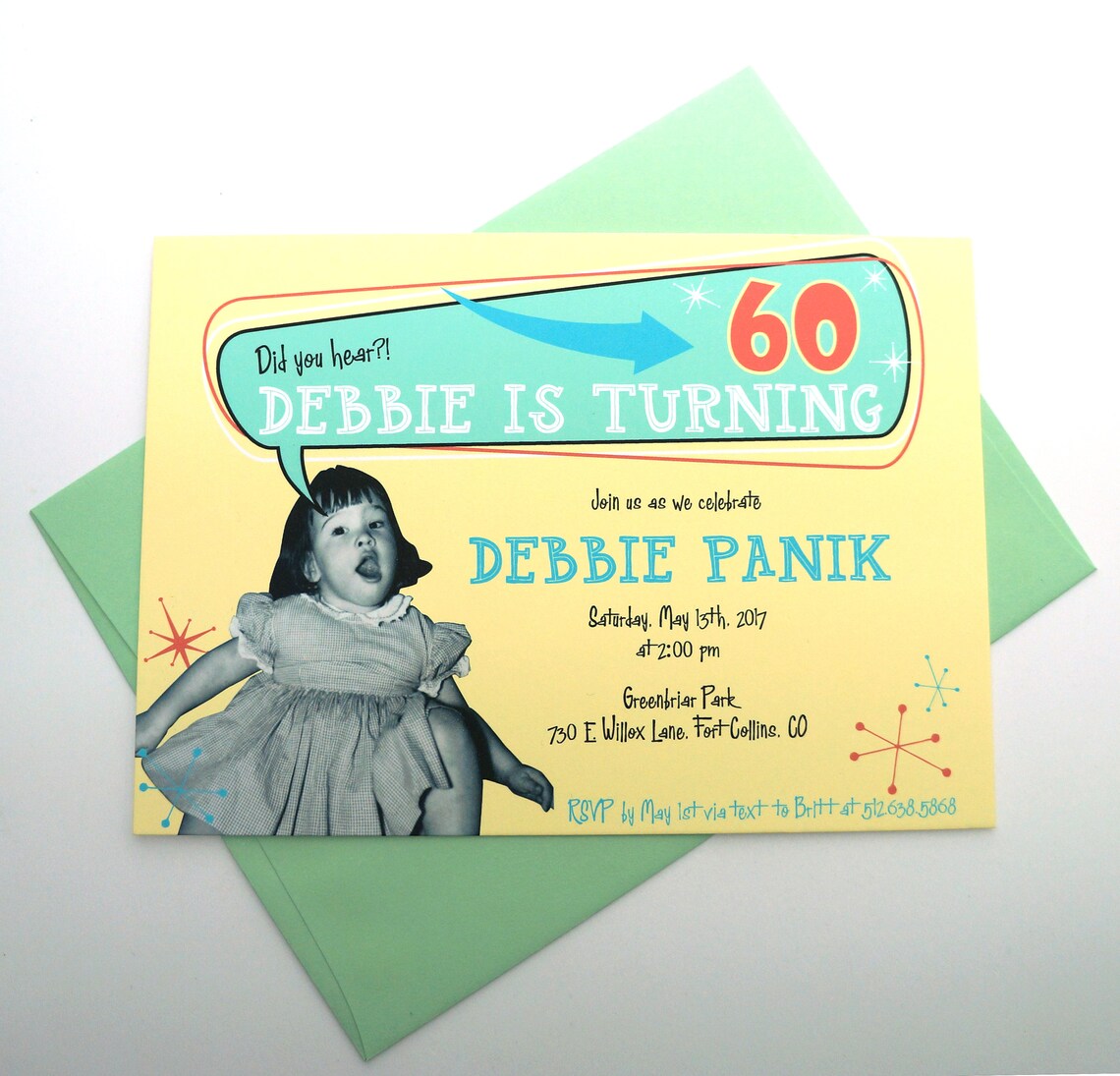 60th Birthday Invitation with Personal Photo and Retro Design | Etsy