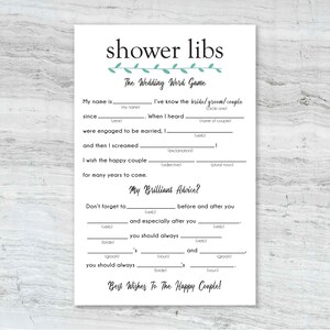 Bridal Shower Mad Libs, Wedding Word Game, Shower Game : Instant Download Digital Design