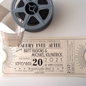 Vintage Starburst Art Deco, Old Hollywood Movie Ticket Wedding Invitation SAMPLE image 1