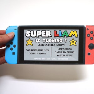 Switch Video Game Birthday Invitation PRINTED