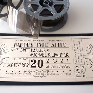 Vintage Starburst Art Deco, Old Hollywood Movie Ticket Wedding Invitation SAMPLE image 4