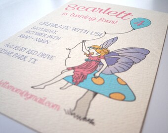 Classic Fairy Birthday Invitation - Fairy Illustration Garden Celebration : DIGITAL DESIGN