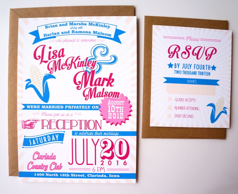 Vintage Style Carnival Fair Poster Wedding Invitation with RSVP, Custom Elope, Private Ceremony image 5