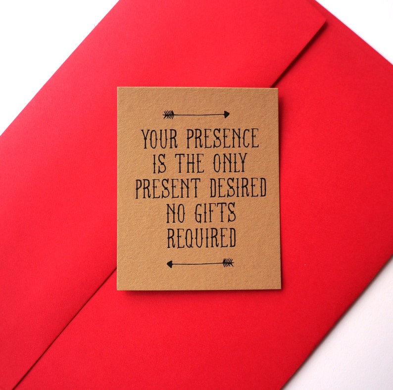 Your Presence is the Only Present Desired: No Gifts Invitation Printed Insert image 1