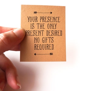 Your Presence is the Only Present Desired: No Gifts Invitation Printed Insert image 2