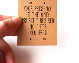 Your Presence is the Only Present Desired: No Gifts Invitation Insert - PDF PRINTABLE