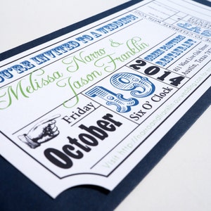 Movie Ticket Wedding Invitation with Envelopes PRINTED image 4