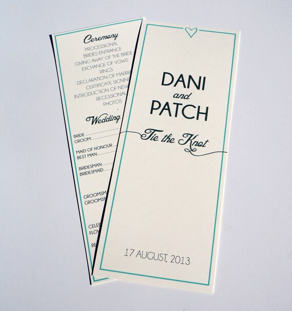 Tie The Knot Wedding Program Or Menu Custom For Wedding Etsy
