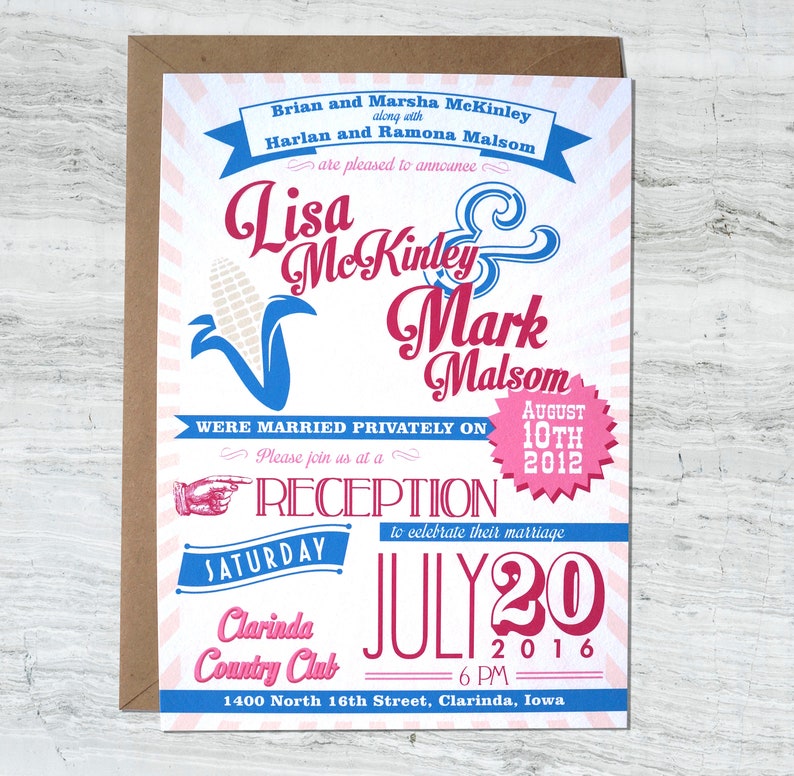 Vintage Style Carnival Fair Poster Wedding Invitation with RSVP, Custom Elope, Private Ceremony image 4