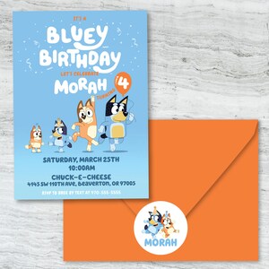 It's A Bluey Birthday Celebration Invitation, Bluey and Bingo Birthday Party Printable Digital Design image 3