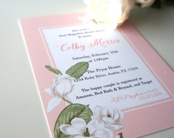 Steel Magnolia Bridal Shower Invitation : Printable Digital Design