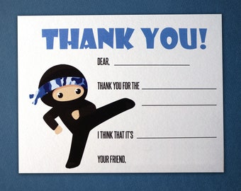 Printable Fill in the Blank Ninja Thank You Note for Kids