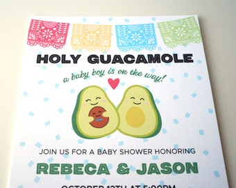 Holy Guacamole Avocado Baby Shower Invitation : Printable DIGITAL DESIGN