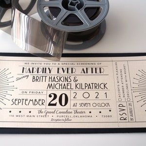 Vintage Art Deco Starburst, Old Hollywood Movie Ticket Wedding Invitation DIGITAL DESIGN image 3