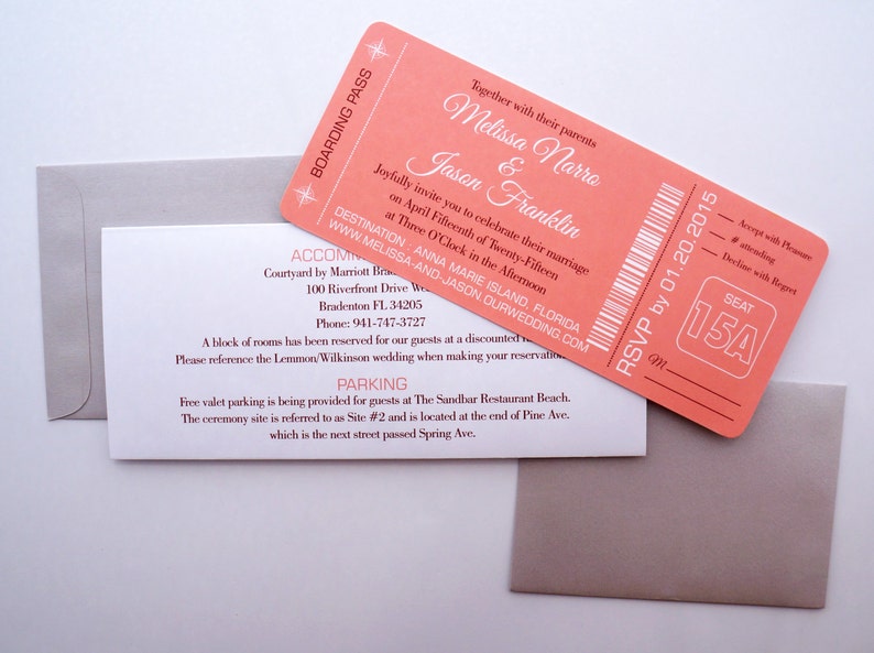 Boarding Pass Wedding Invitation in Sleeve DIGITAL DESIGN Etsy
