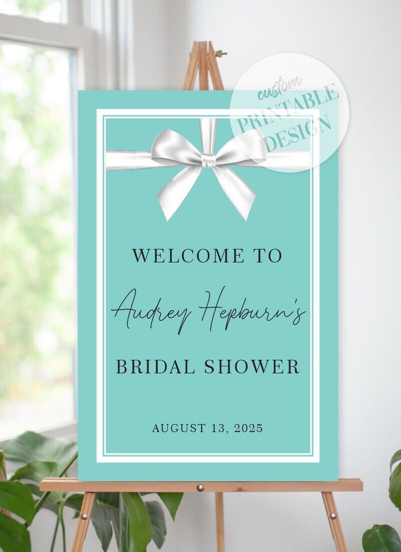 Breakfast at Tiffany's Bridal Shower Printable Welcome Sign in Size of Your Choice image 1