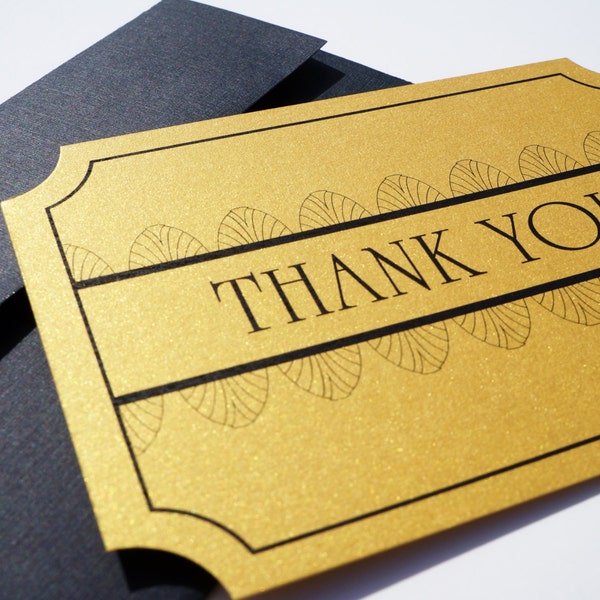 Art Deco Thank You Card : Old Hollywood and Great Gatsby Style - FREE SHIPPING